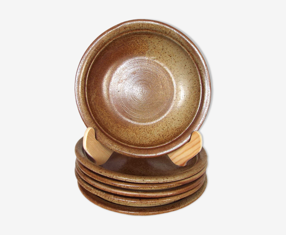 6 assiettes creuses en grès