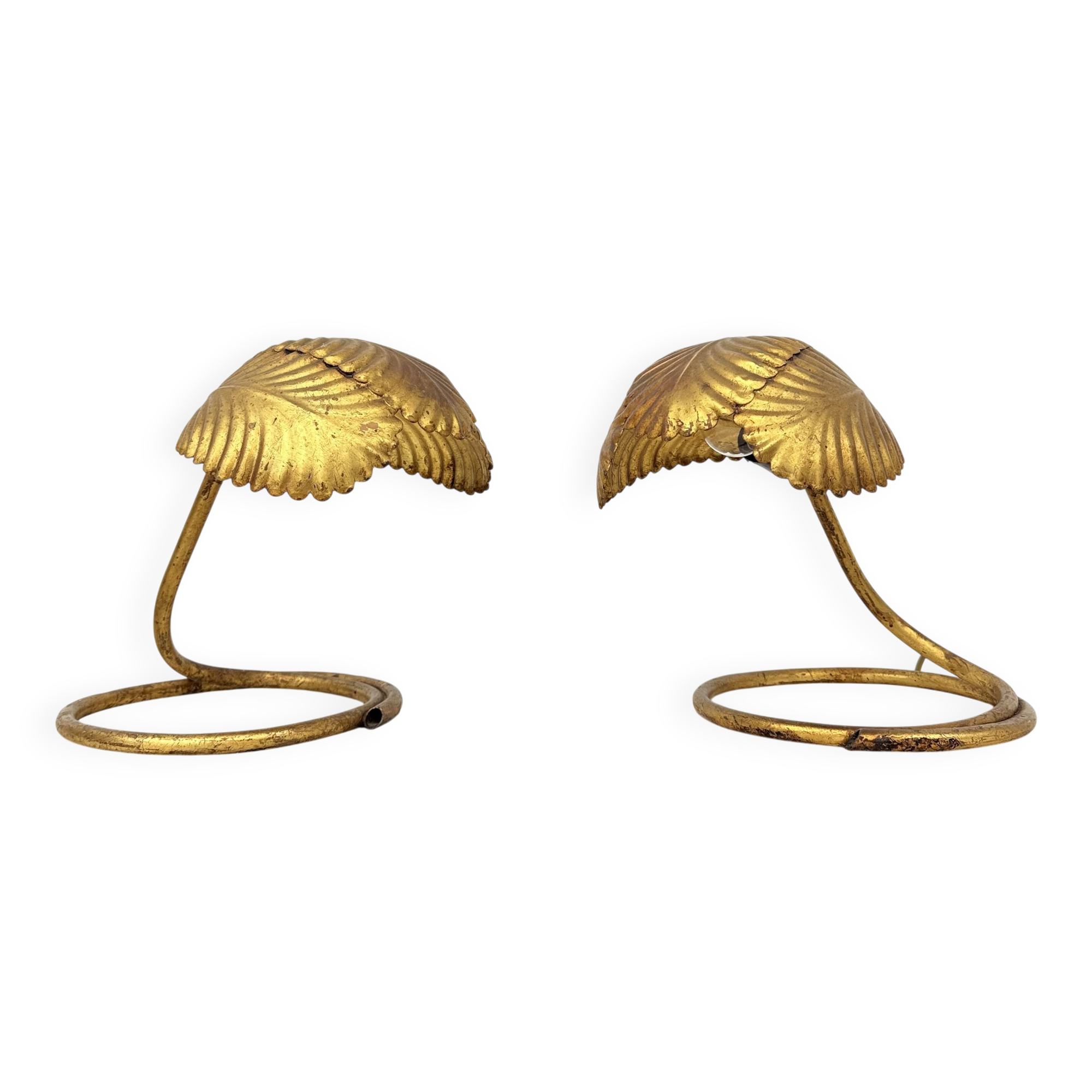 Pair of Mid-century table lamp leaf , 1970s