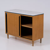 60s oak chest of drawers with marble tray