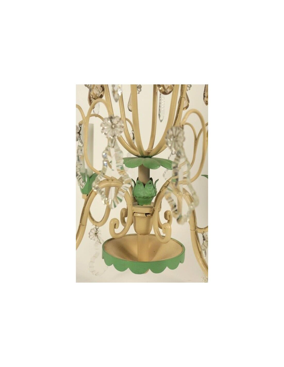 Chandelier 1950s painted metal and grapevines