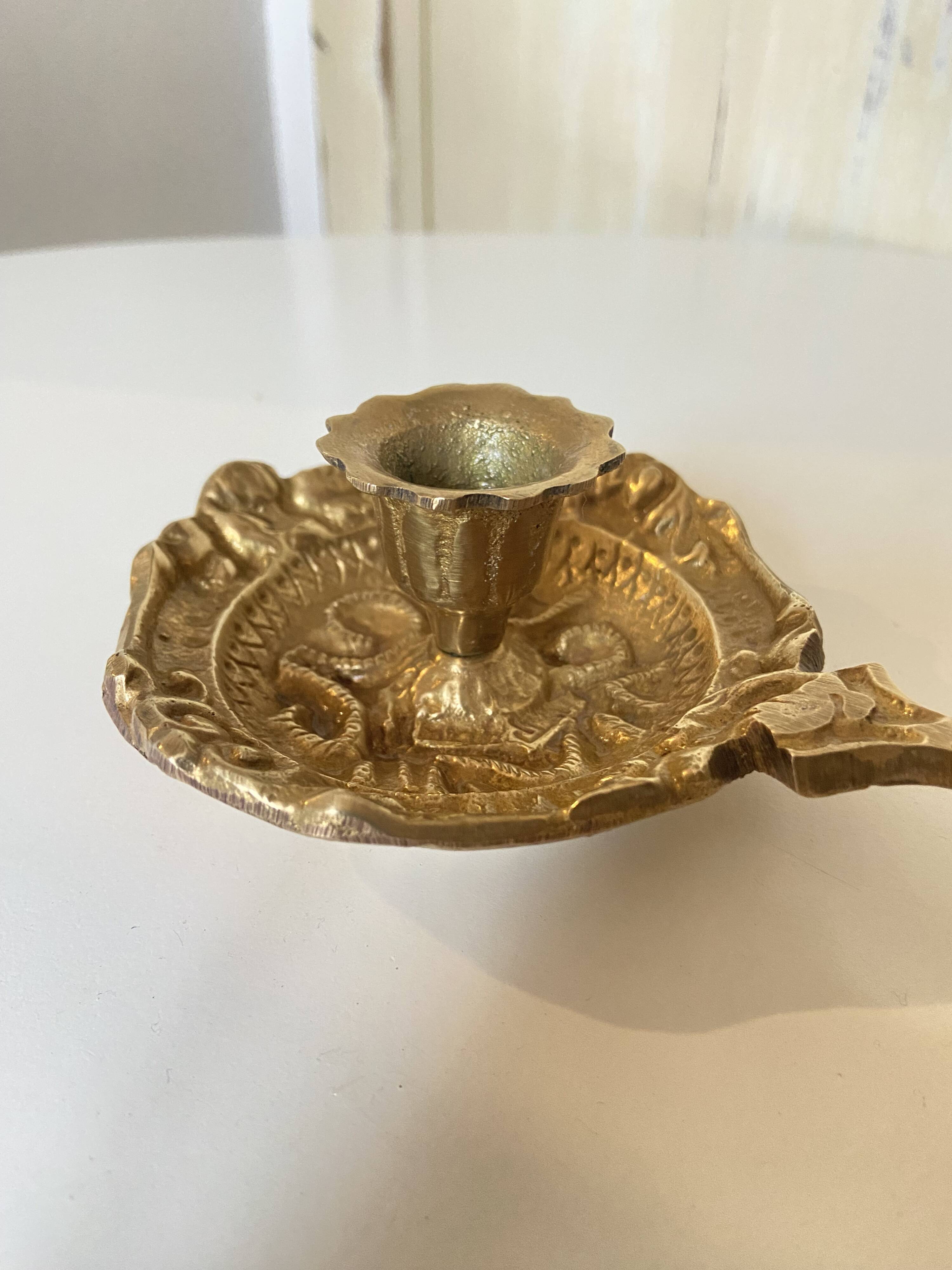 Antique Brass Candle Holder "Cell Rat" - Rustic Elegance