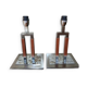 Pair of luxury lamps Bover model Ema - leather & nickel-plated brass