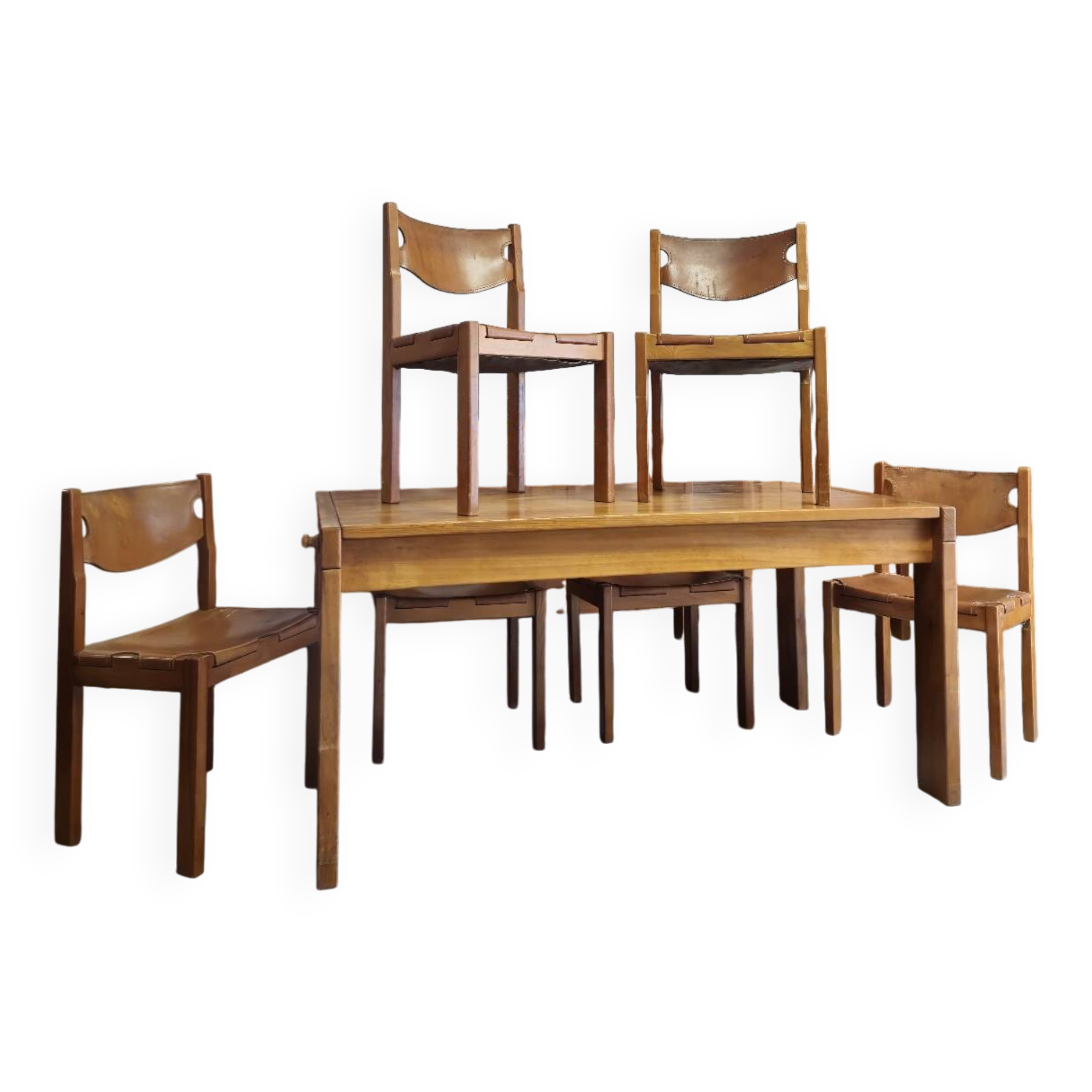 Dining room set table and 6 chairs Maison Regain in Elm