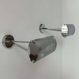 Pair of vintage adjustable wall lights, chromed metal, France 1970