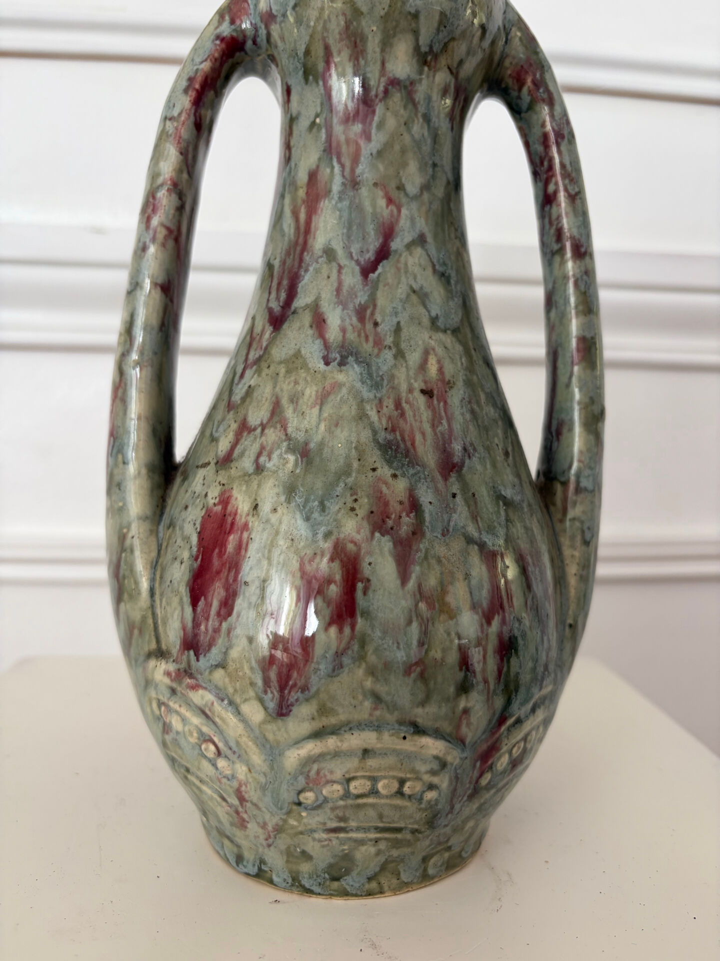 Art Nouveau ceramic vase with handles
