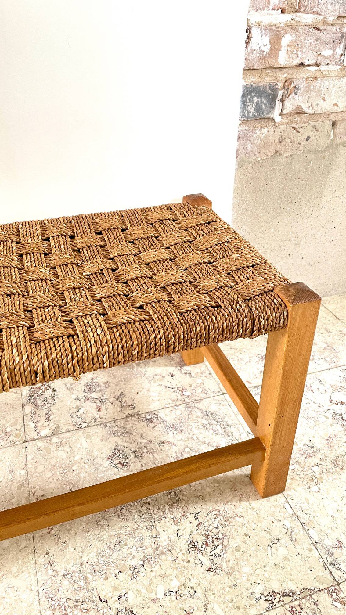 Stool bench wood and rope vintage bohemian spirit