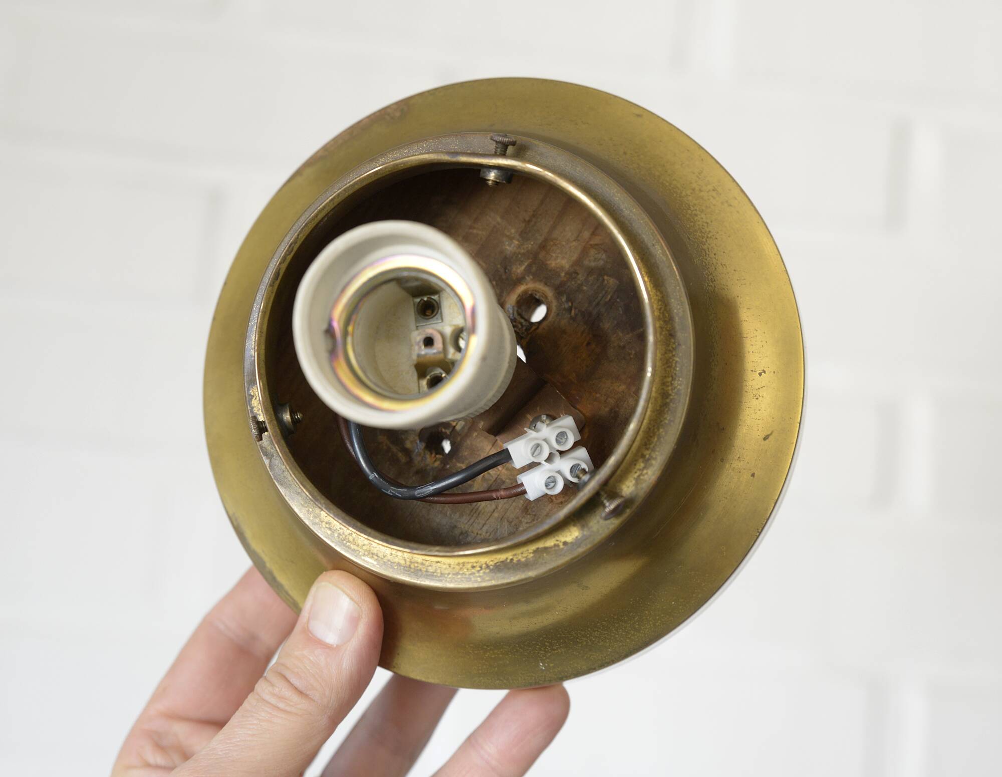 Original Art Deco Brass Sconces Pair of Ceiling Lights Antique  1920 / 1930