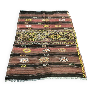 Tapis Kilim tribal tissé à la main Oushak