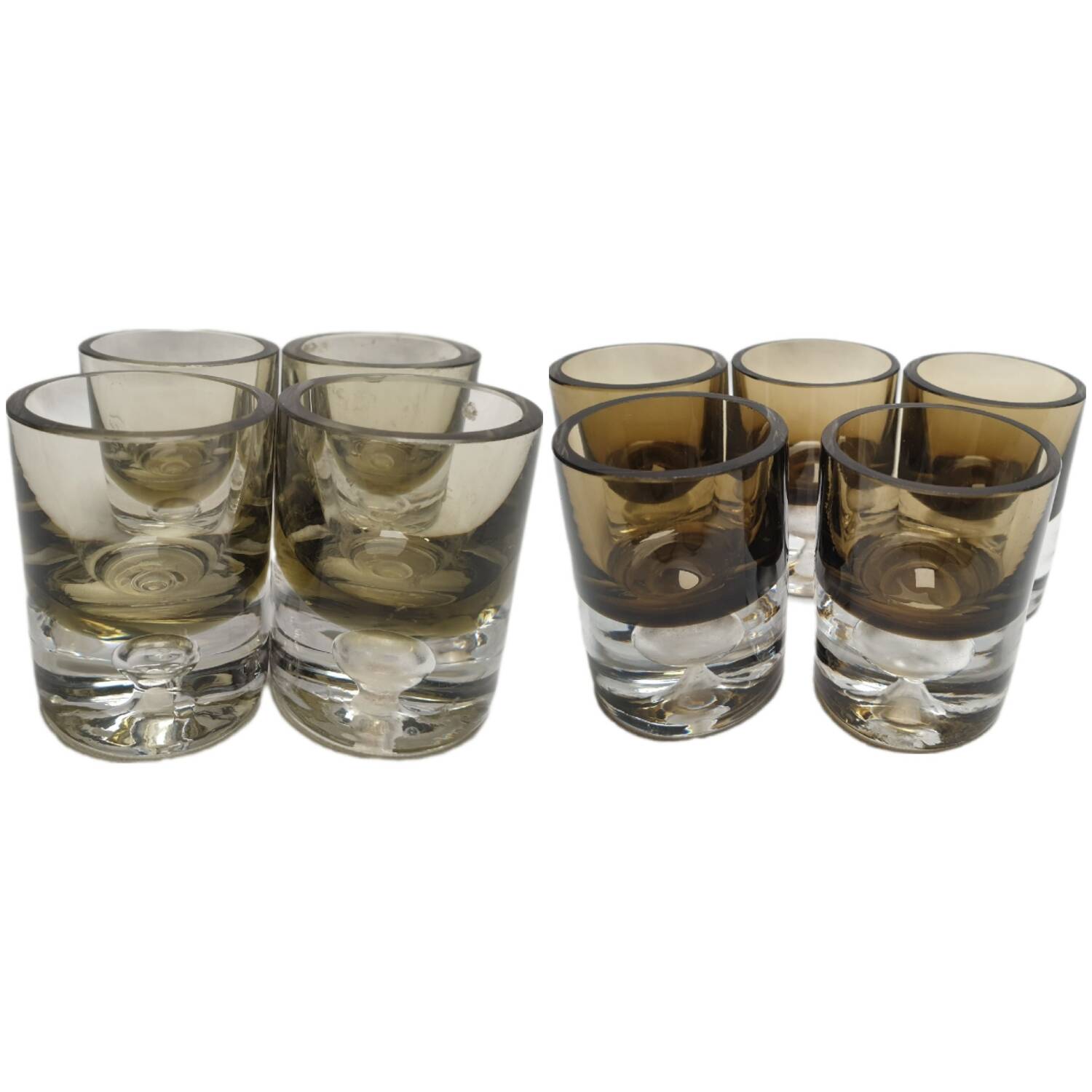Set of nine pierre schneider smoked glass liqueur glasses