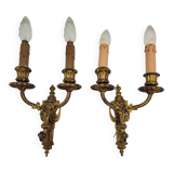 Antique Louis XVI style bronze wall lights