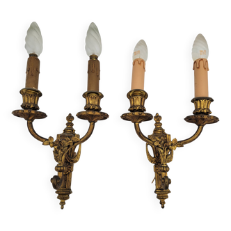 Antique Louis XVI style bronze wall lights