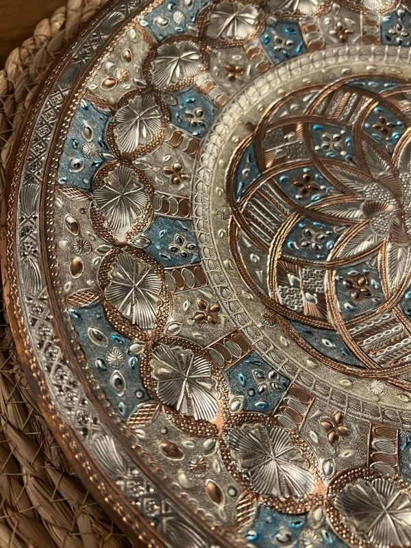 Plateau en cuivre martelé