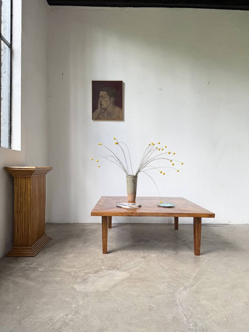 1940s inlaid oak coffee table