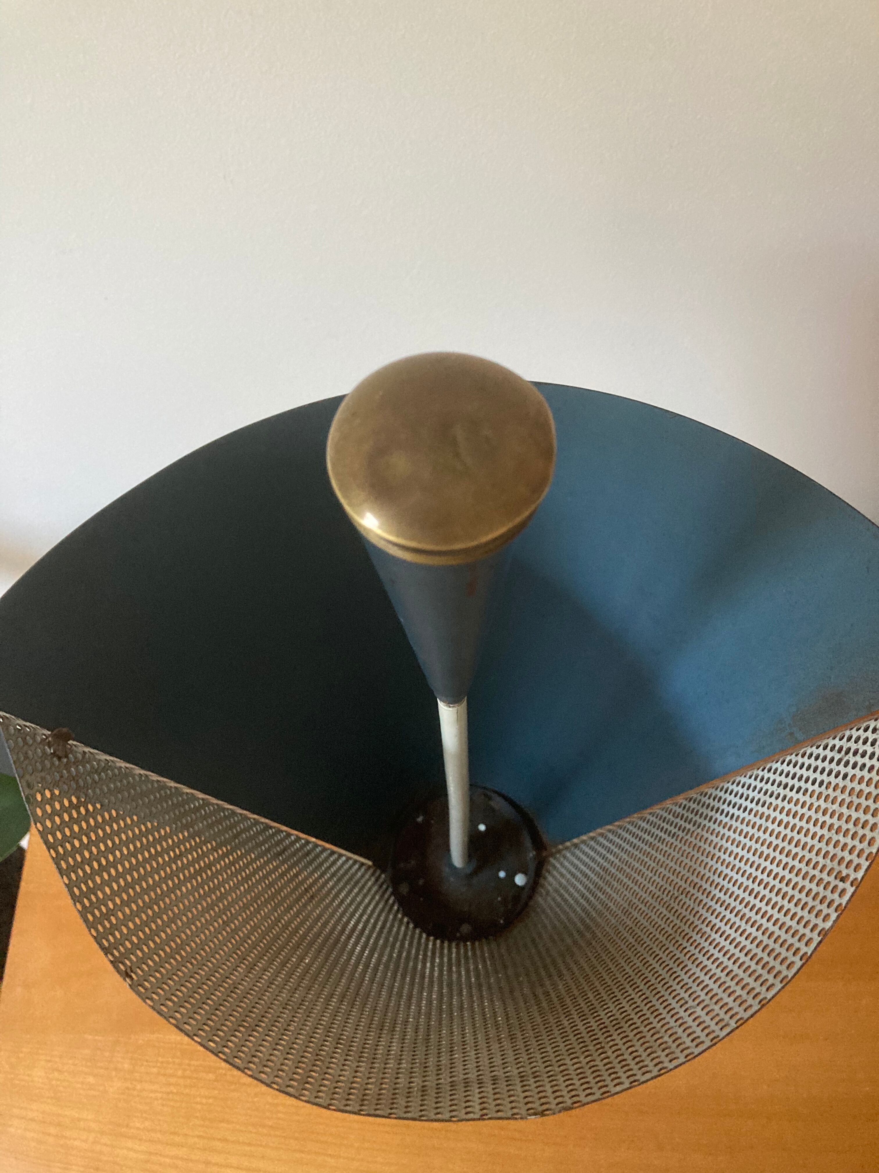 1950 umbrella stand, perforated sheet metal and brass