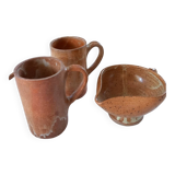2 mugs + stoneware creamer