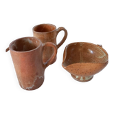2 mugs + stoneware creamer