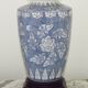 Tall Blue & White Oriental Style Ceramic Table Lamp with Floral Decoration