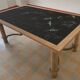 dining table in solid cherry wood and ceramic signed Philippe Rouart