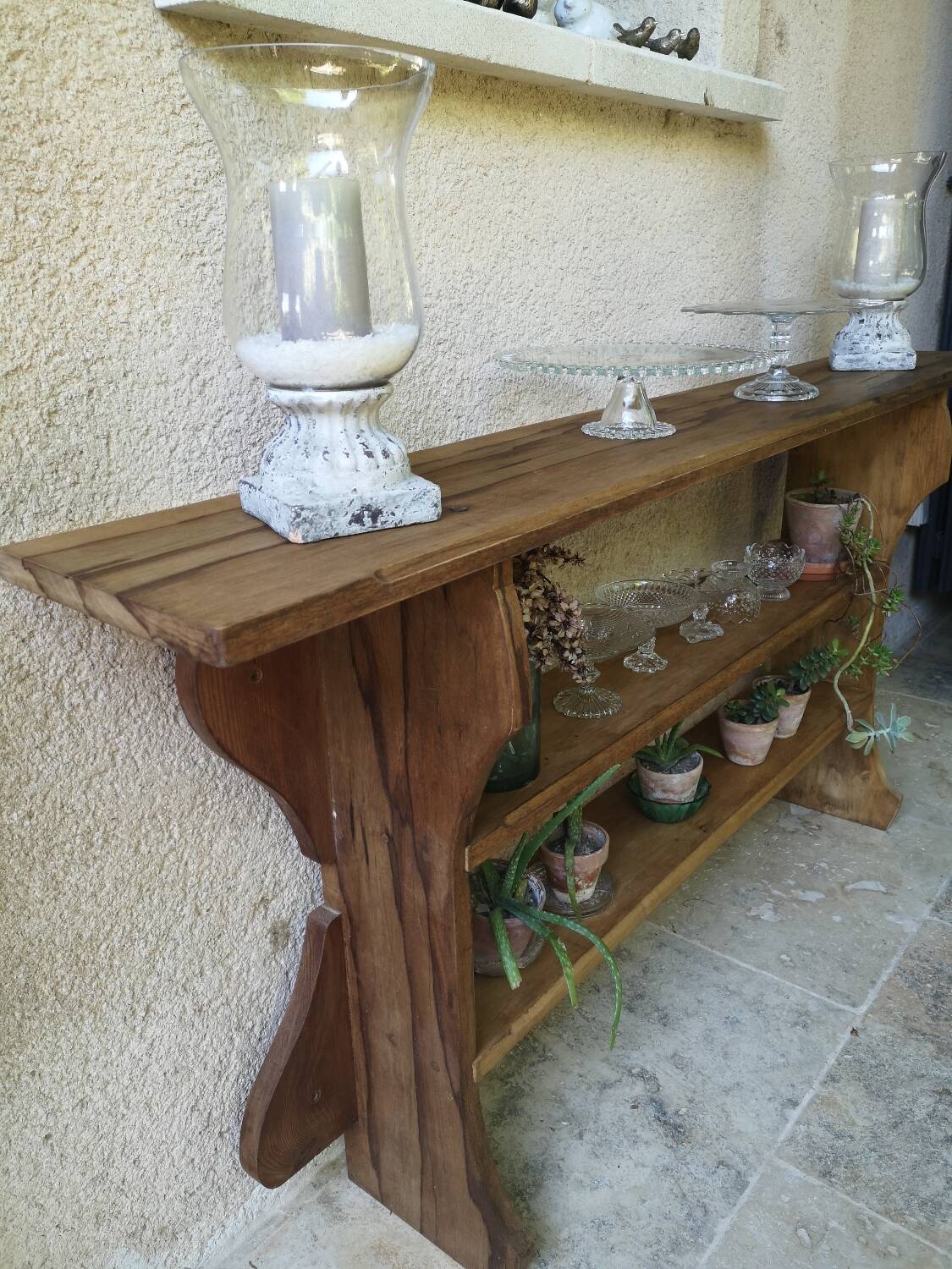 Antique solid wood wall shelf