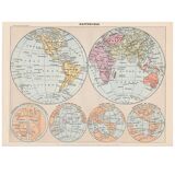 Old world map plate 1898