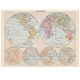 Planche ancienne mappemonde 1898