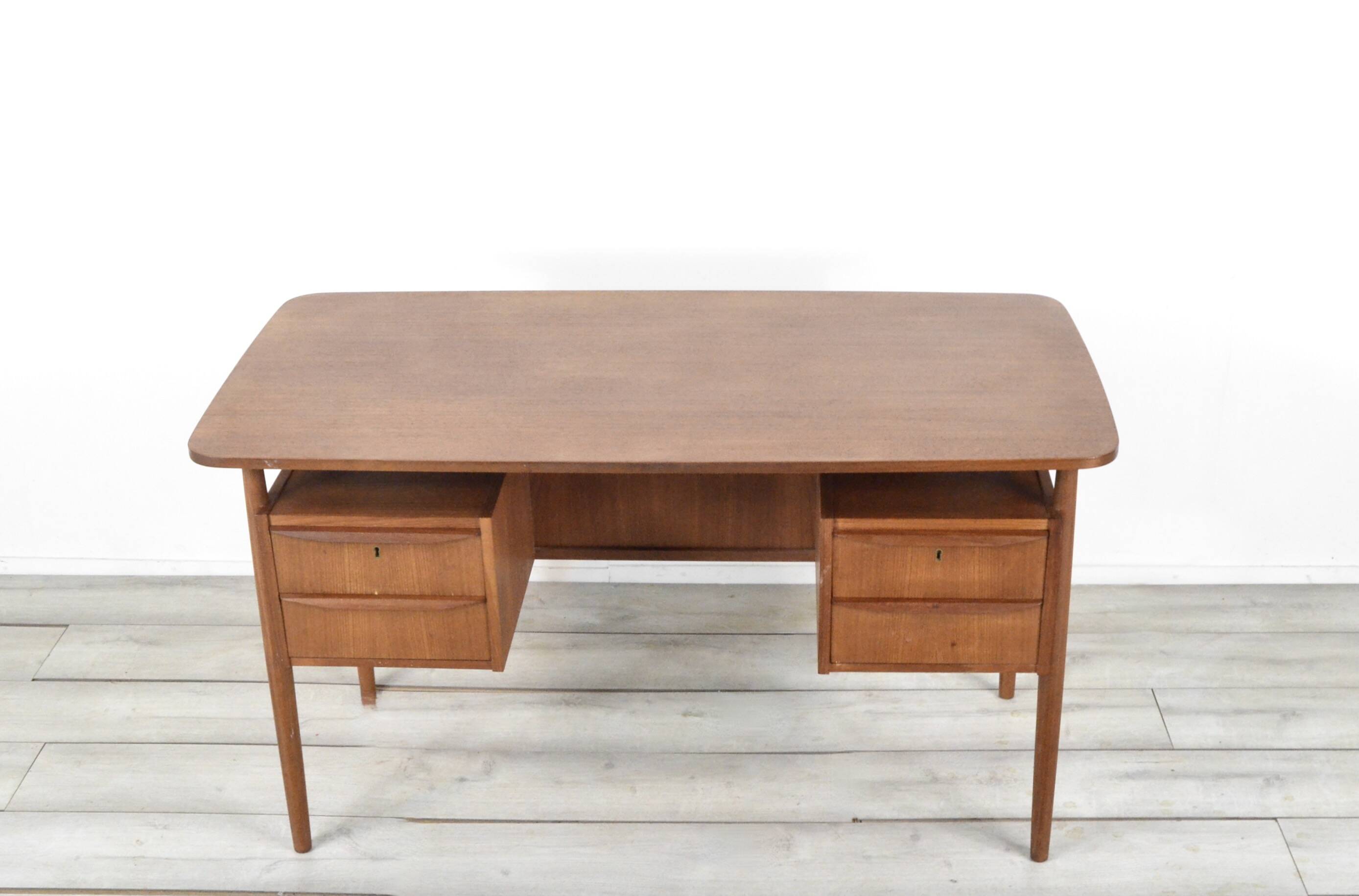 Midcentury Danish Teak Desk By Gunnar Nielsen For Tibergaard.
