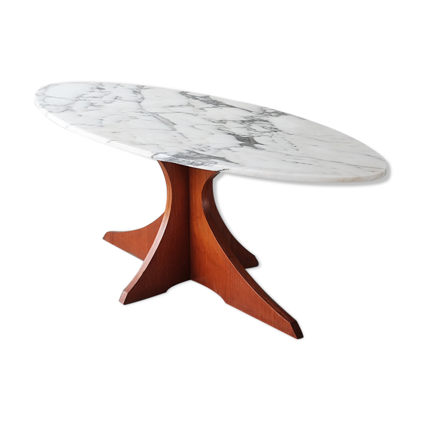 Coffee table wood & marble 60