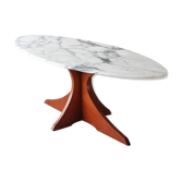 Coffee table wood & marble 60