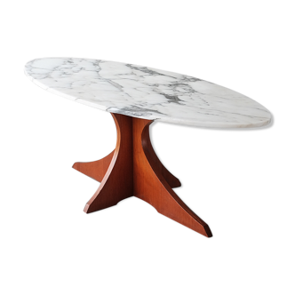 Coffee table wood & marble 60