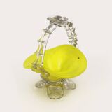Lemon curd glass bowl and translucent irregular floral ornaments