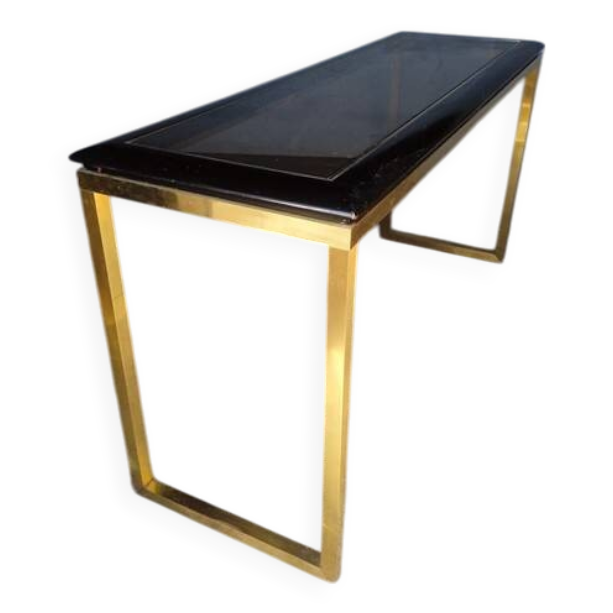 Designer console in gilded brass and glass, 1970s