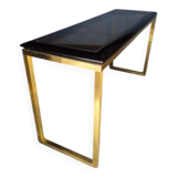 Designer console in gilded brass and glass, 1970s