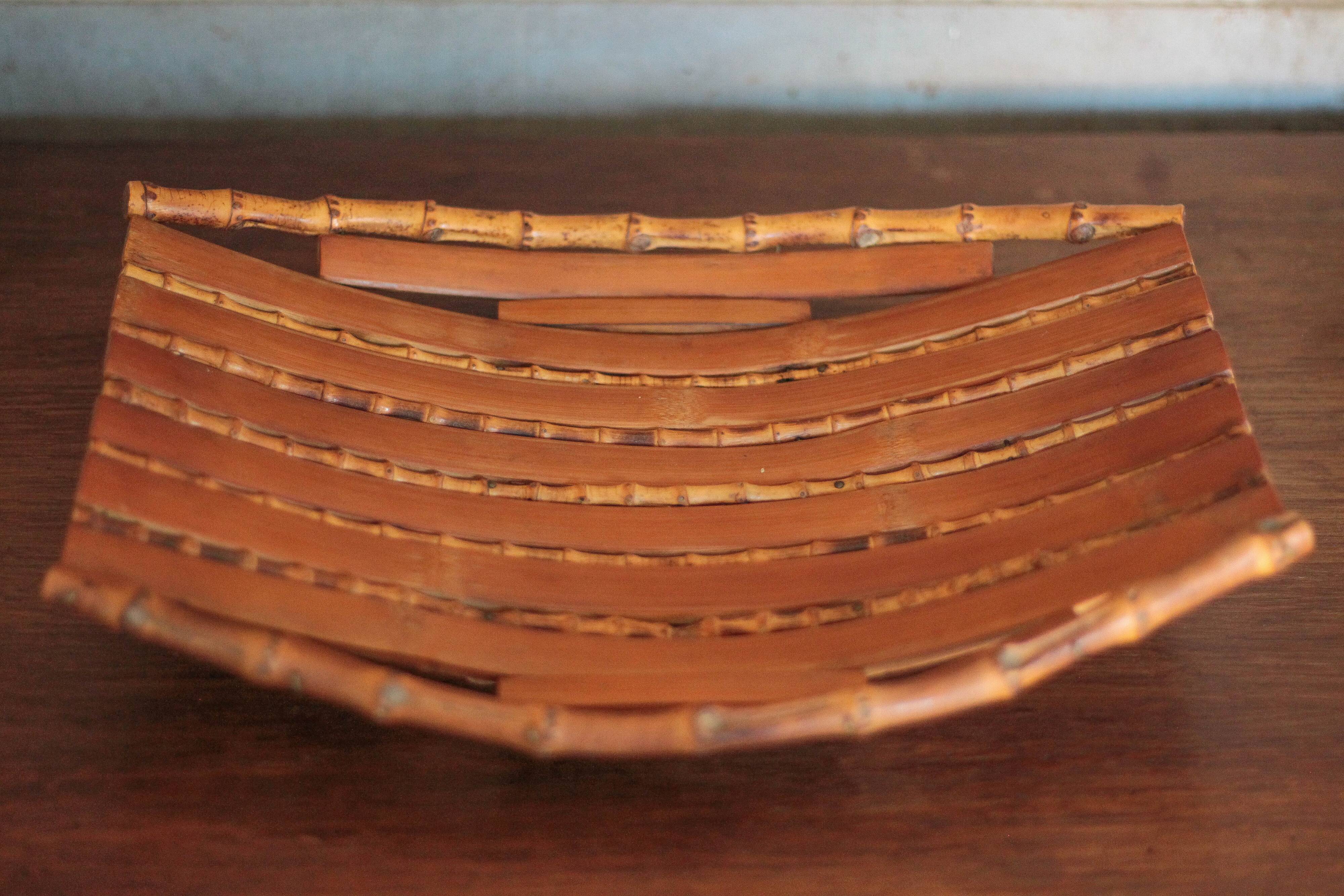 Vintage tray, bamboo, rectangular tray, fruit bowl, basket