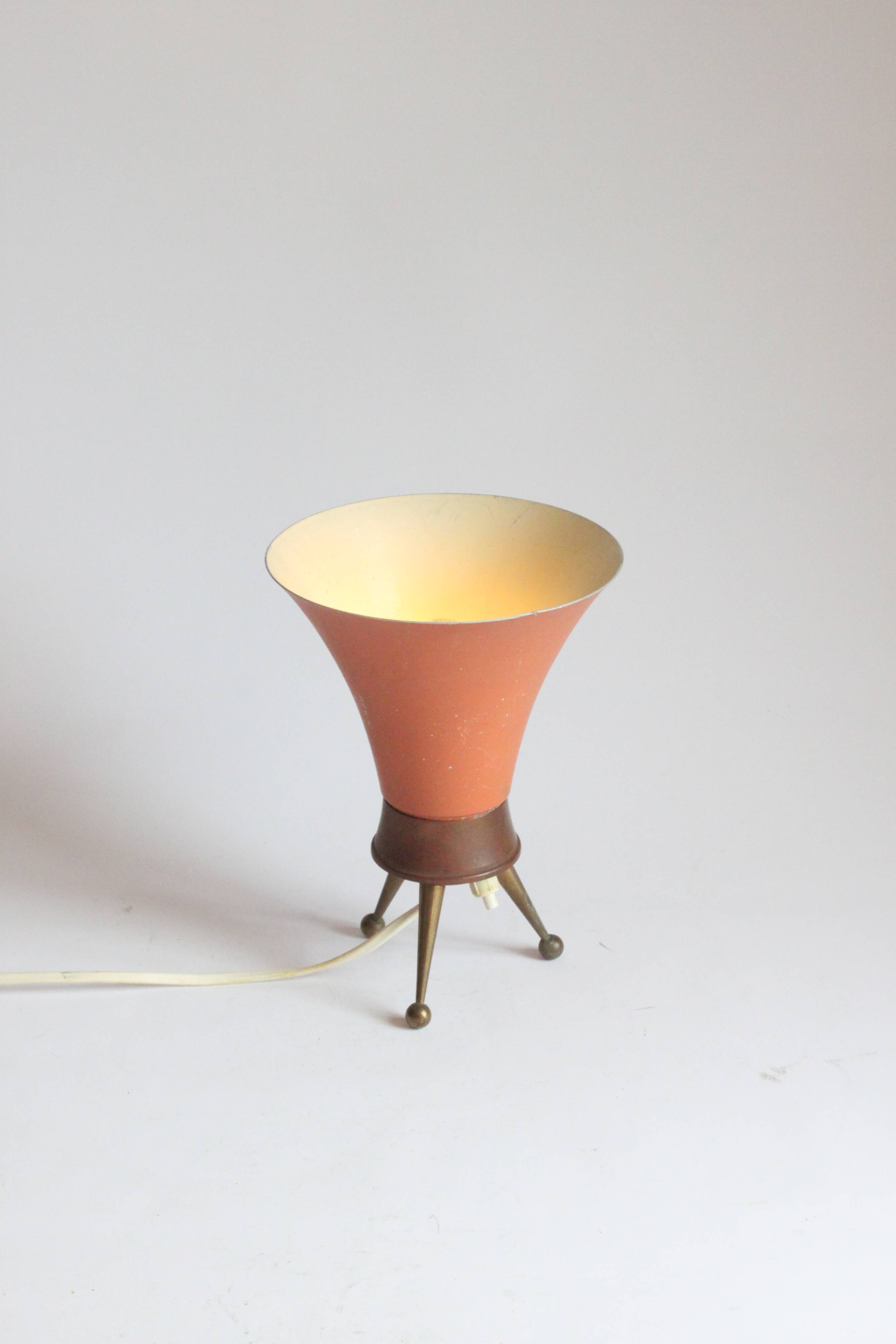 Brass tripod table lamp, 1950s