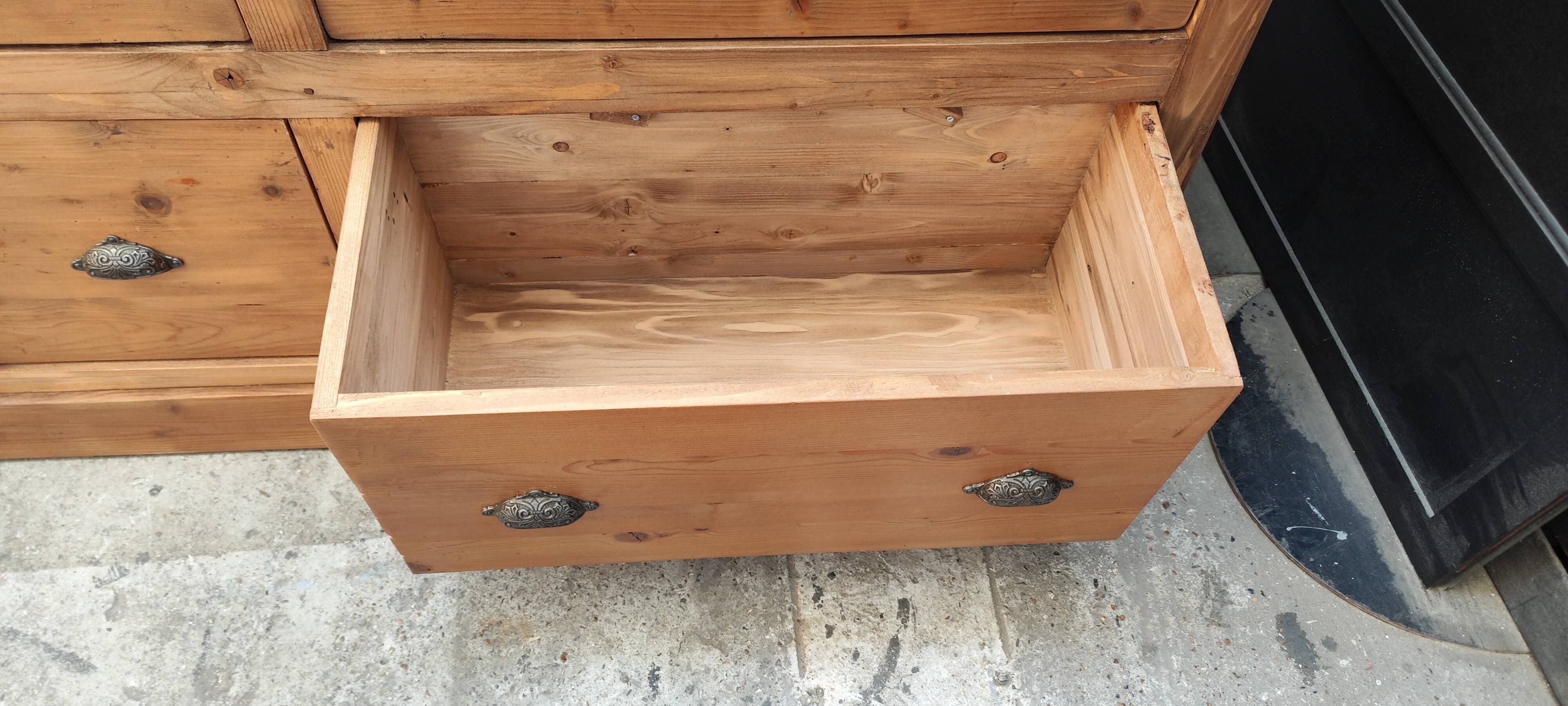 Old trade furniture with six solid pine drawers