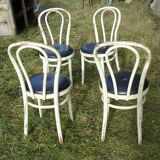 Set of 4 white and black Thonet bistro chairs
