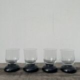 4 black water glasses 1990