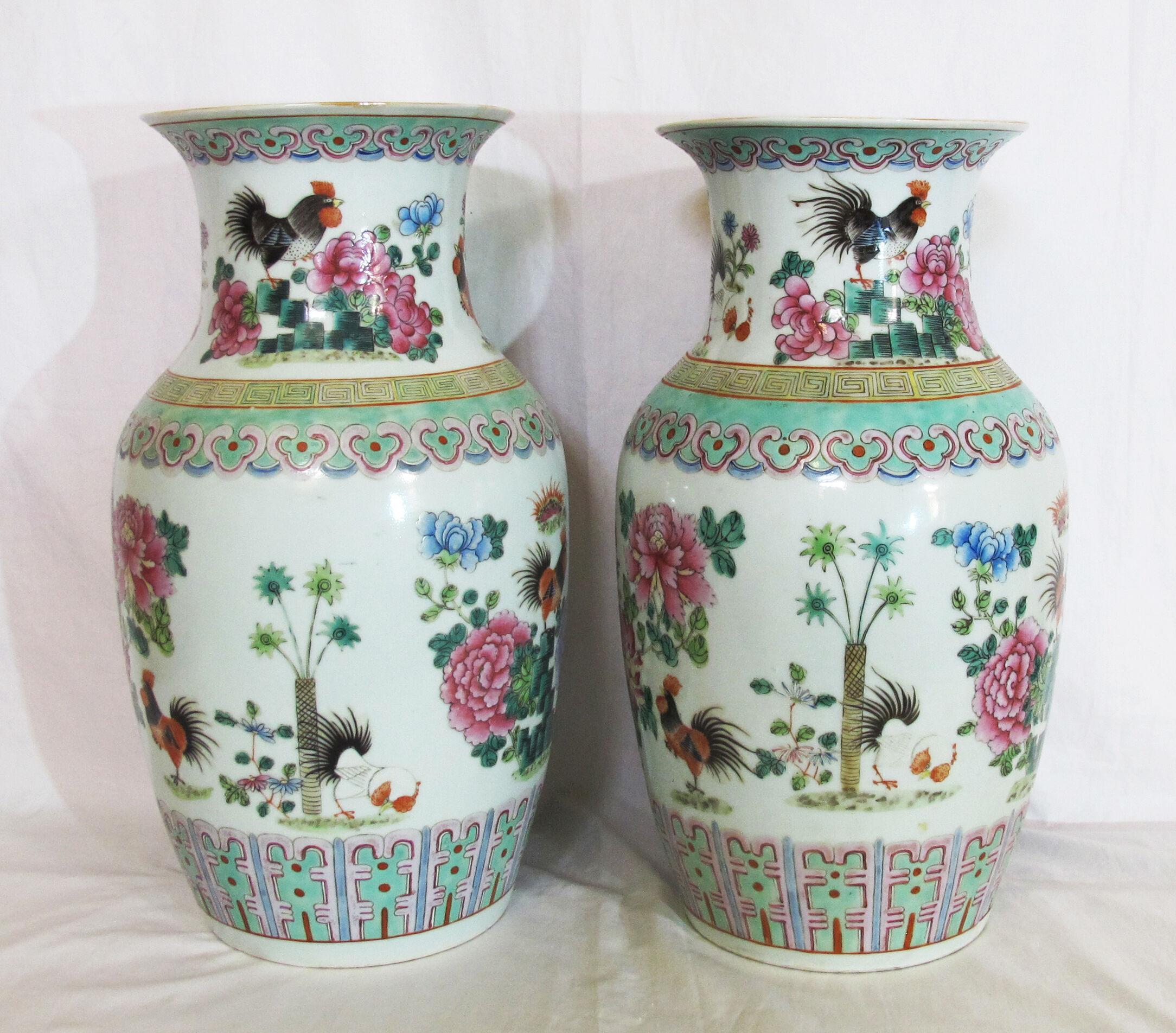 Pair of chinese porcelain vases pink family