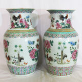 Pair of chinese porcelain vases pink family