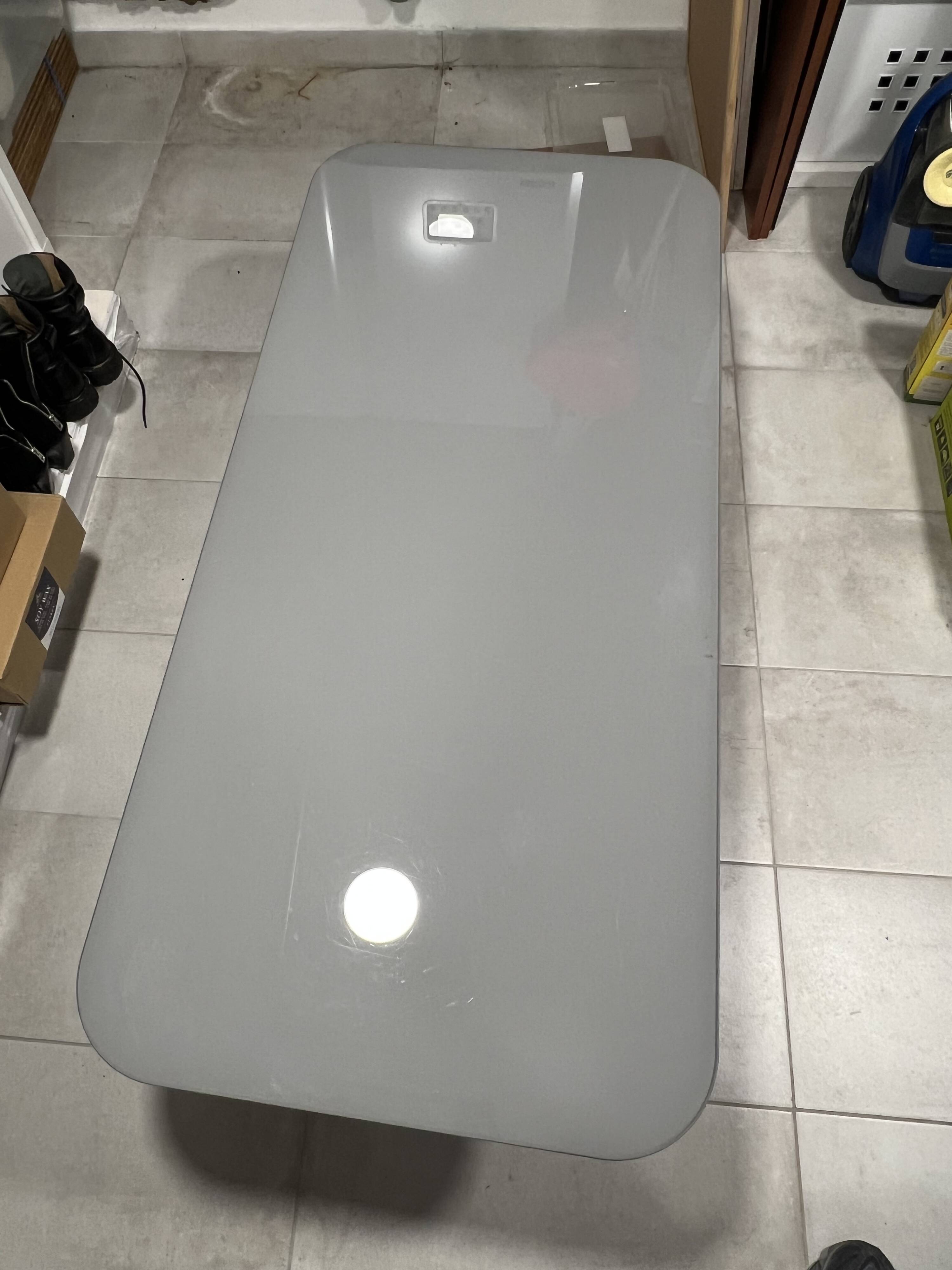 Roche Bobois octet coffee table with a coloured glass top.