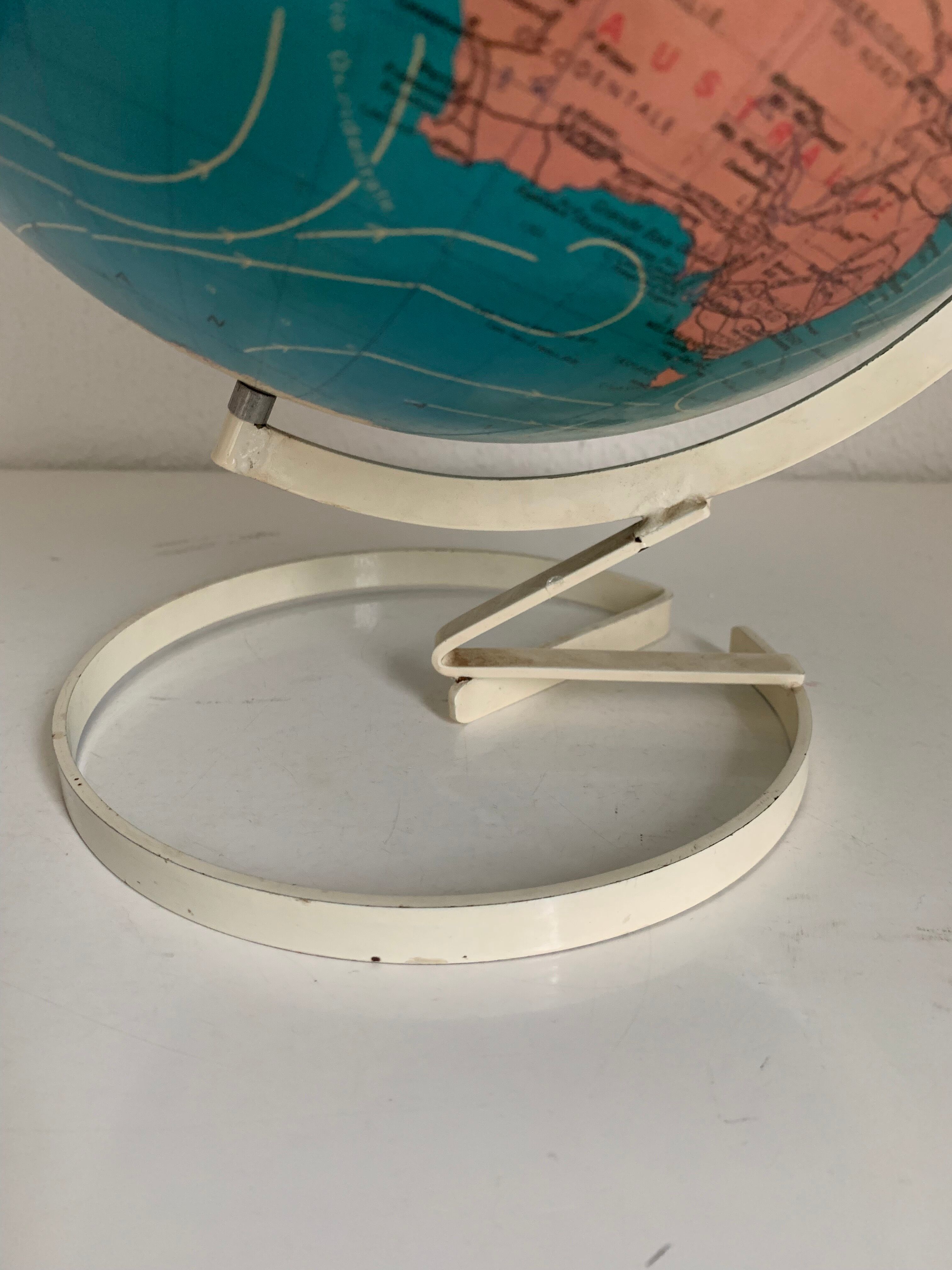 Vintage globe 1979 terrestrial Taride twisted metal 35 cm