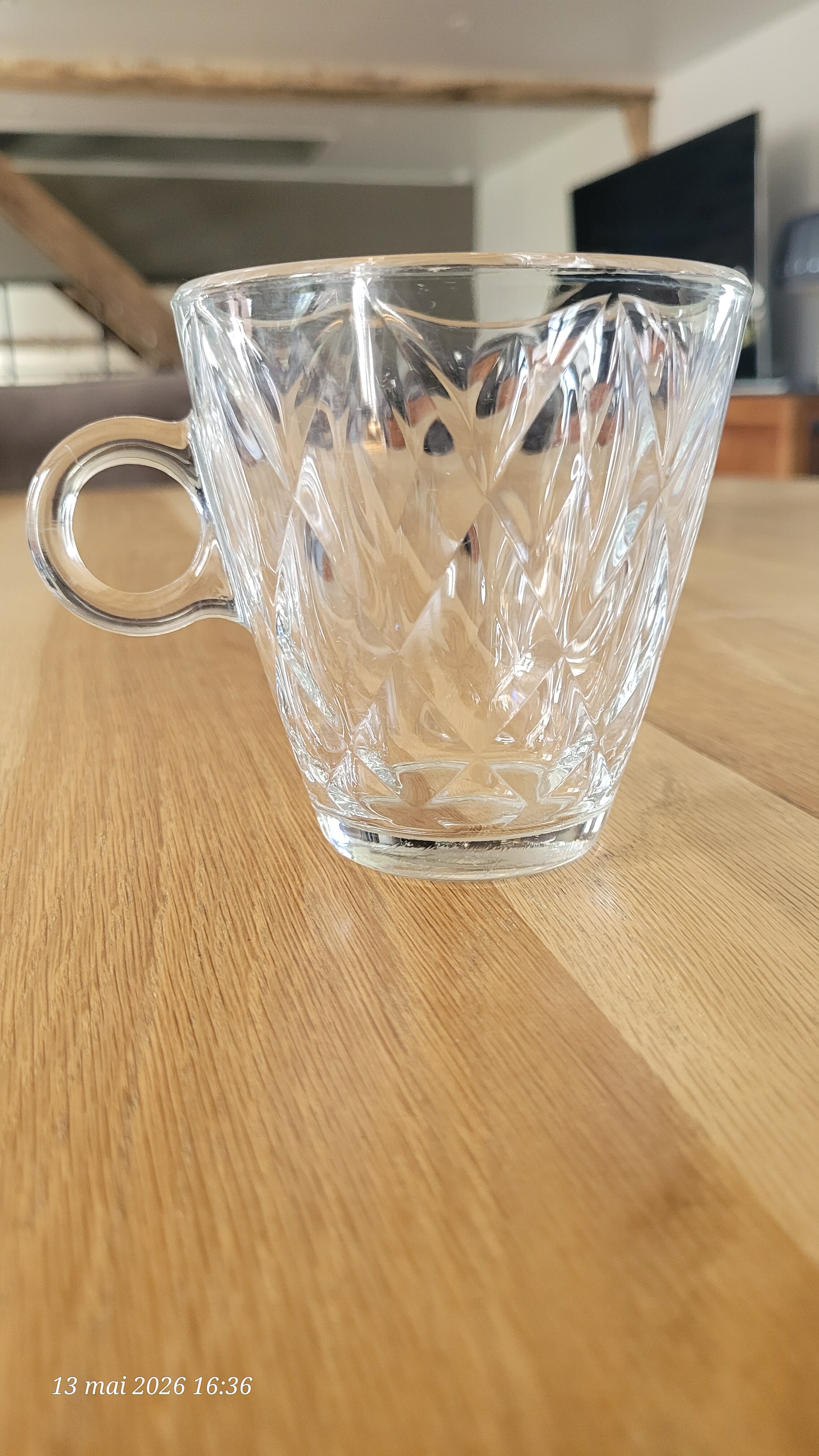 2 thick glass mugs