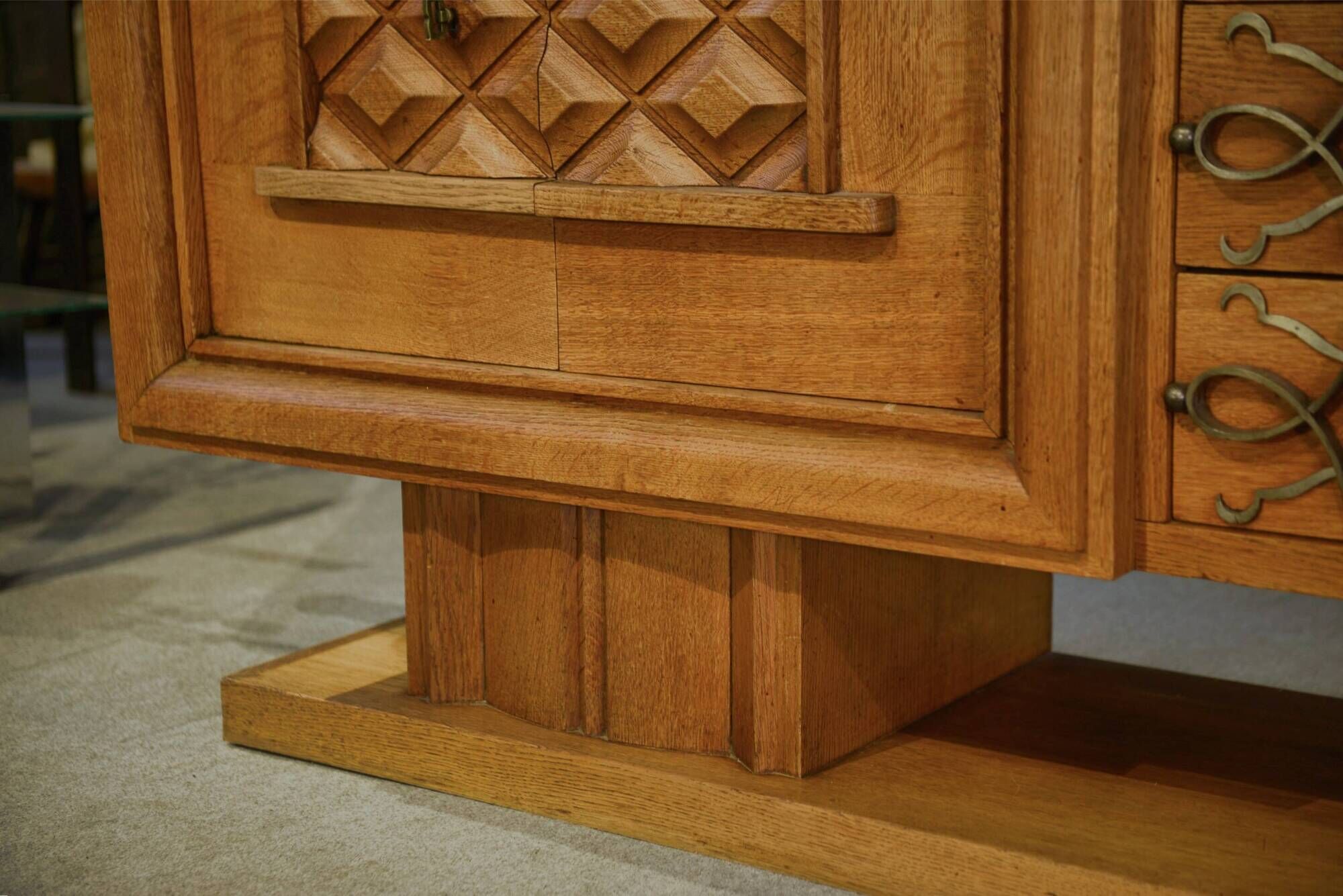 Art Deco buffet in oak and wrought iron by Léon and Maurice Jallot 1940s