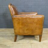 Vintage Art Deco Sheep Leather Armchair
