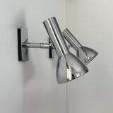Pair of vintage adjustable wall lights, chrome-plated metal, France 1970