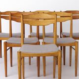 Set of 6 Vintage Dining Chairs 1970s, Beechwood & Teak Chairs, Mid Century