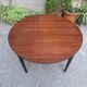 Table à manger en bois avec plateau rond extensible, années 1950