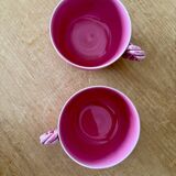 Set of 2 antique pink ceramic mugs