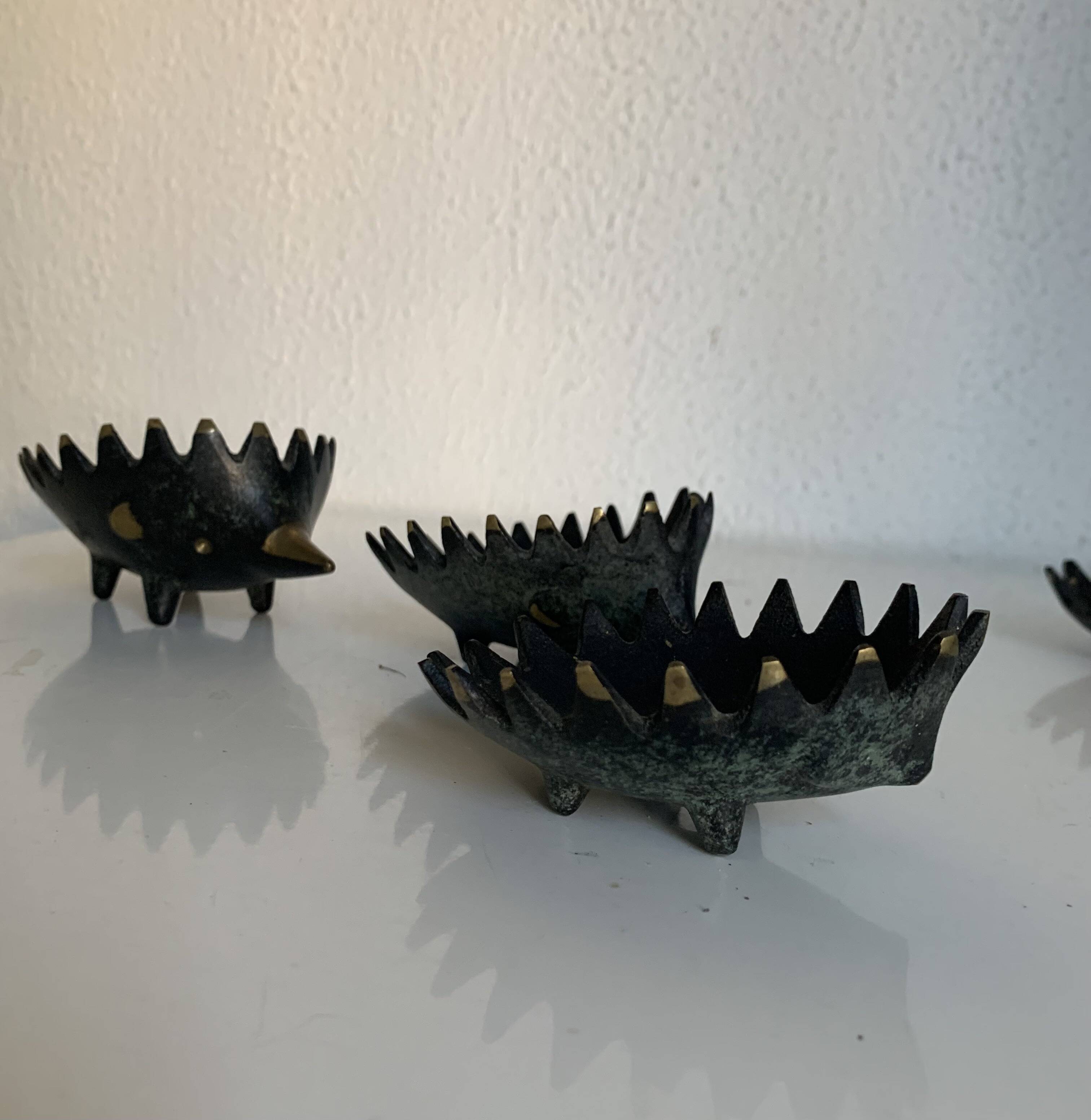 Vintage 1950s hedgehog ashtrays by Walter Bosse for Hertha Baller
