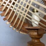 Lampes de table en bois et osier, années 60
